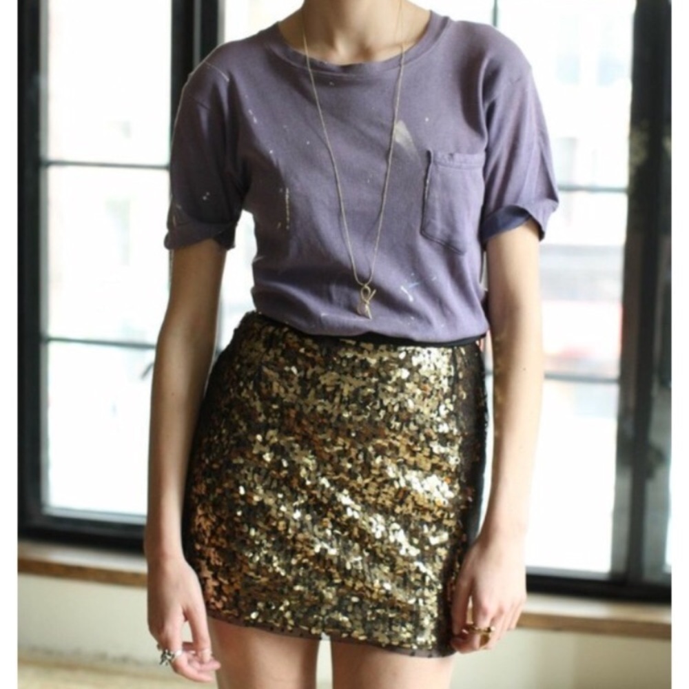 Sequin black mini skirt